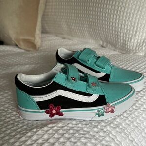 Vans Kids' Turquoise and Black Sneakers